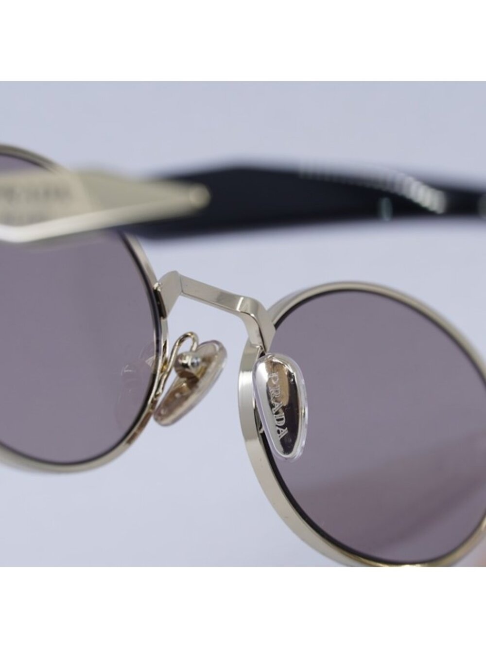Prada PR65ZS ZVN20I Sunglasses Pale Gold Oval Frame, Light Purple Brown Lenses - Picture 6 of 12